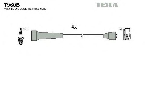 Комплект кабелів запалювання Tesla T960B - фото 