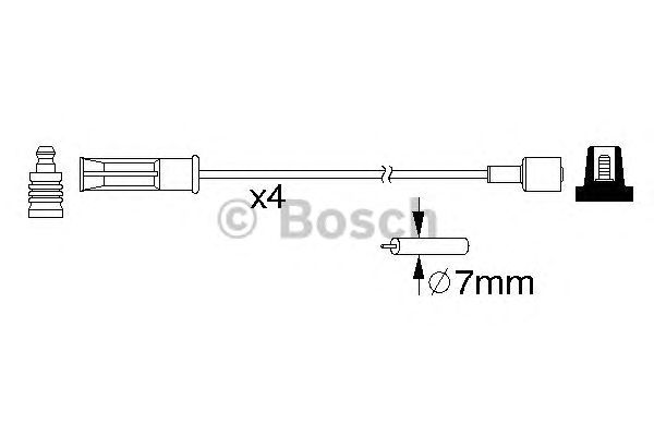 Провода высоковольтные (компл.) прямой наконечник на крышку трамблера (Bosch) - фото 