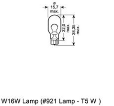Лампа допоміжн. освітлення W16W 12V 16W W2,1x9,5d (вир-во OSRAM) - фото 