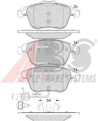 Колодки тормозные передние AUDI Q3 (06/11-) (ABS) A.B.S. 37612 - фото 