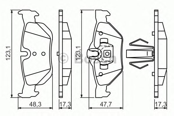 Колодки тормозные задние BMW 1(E81,87) 05-,3(E90,91) 07-,X1(E84) 09-  (Bosch) - фото 