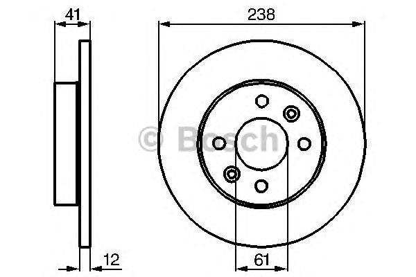 Диск тормозной передний (невентилируемый) (в упаковке 2 штуки, цена указана за 1) (Bosch) - фото 