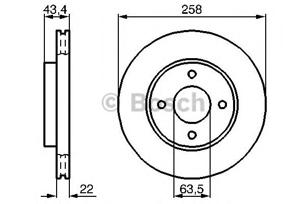 Диск тормозной FORD FIESTA, FOCUS, MAZDA 2, передн., вент. (Bosch) - фото 