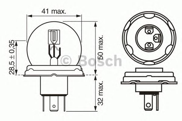 Лампа R2 24V 55/50W P45t (вир-во Bosch) - фото 