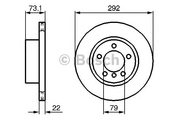 Диск тормозной передний (вентилируемый) (в упаковке два диска, цена указана за 1) (без упаковки) (Bosch) - фото 